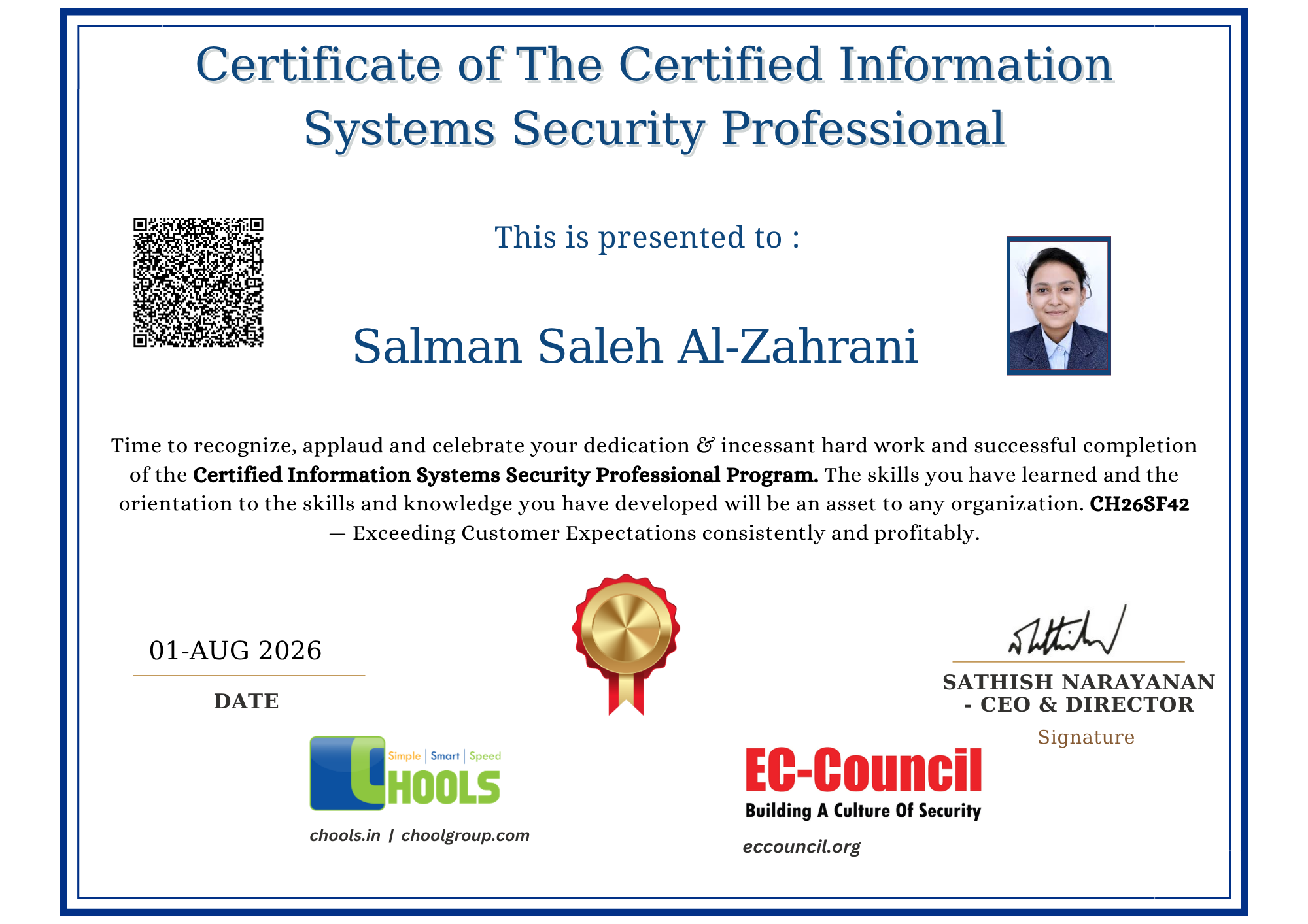 Certified Information Systems Security Professional Certificate